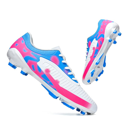 Chaussures de football FG pour hommes adultes, crampons pour terrain ferme, semelle respirante en PU résistante à l'usure pour l'entraînement et la compétition de football sur pelouse en plein air