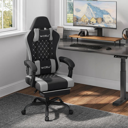 WOLTU sukamoji kompiuterio kėdė su masažo funkcija, ergonominė biuro kėdė su pagalvėle ir pakoju, reguliuojamo aukščio gaming kėdė