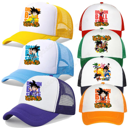 Dragon Ball Goku Peaked Cap Cartoon Pattern Baseball Caps Kawaii Anime Summer Breathable Mesh Hat Parent-child Hats Peacoat Gift
