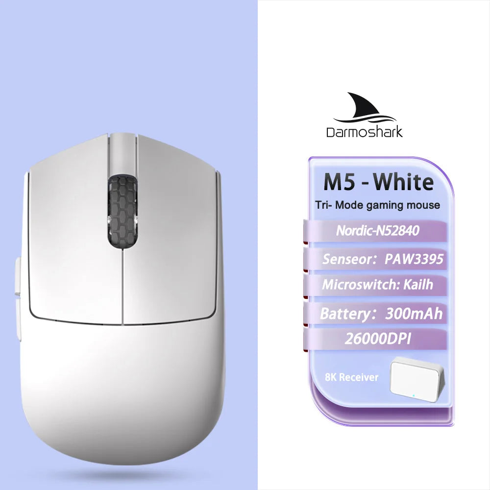 Darmoshark M5Air Forged Carbon Fiber Wireless 8K Gaming Mouse PAW3950 30K DPI Small Hand Finger Grip Game Macro Mice Lightweight