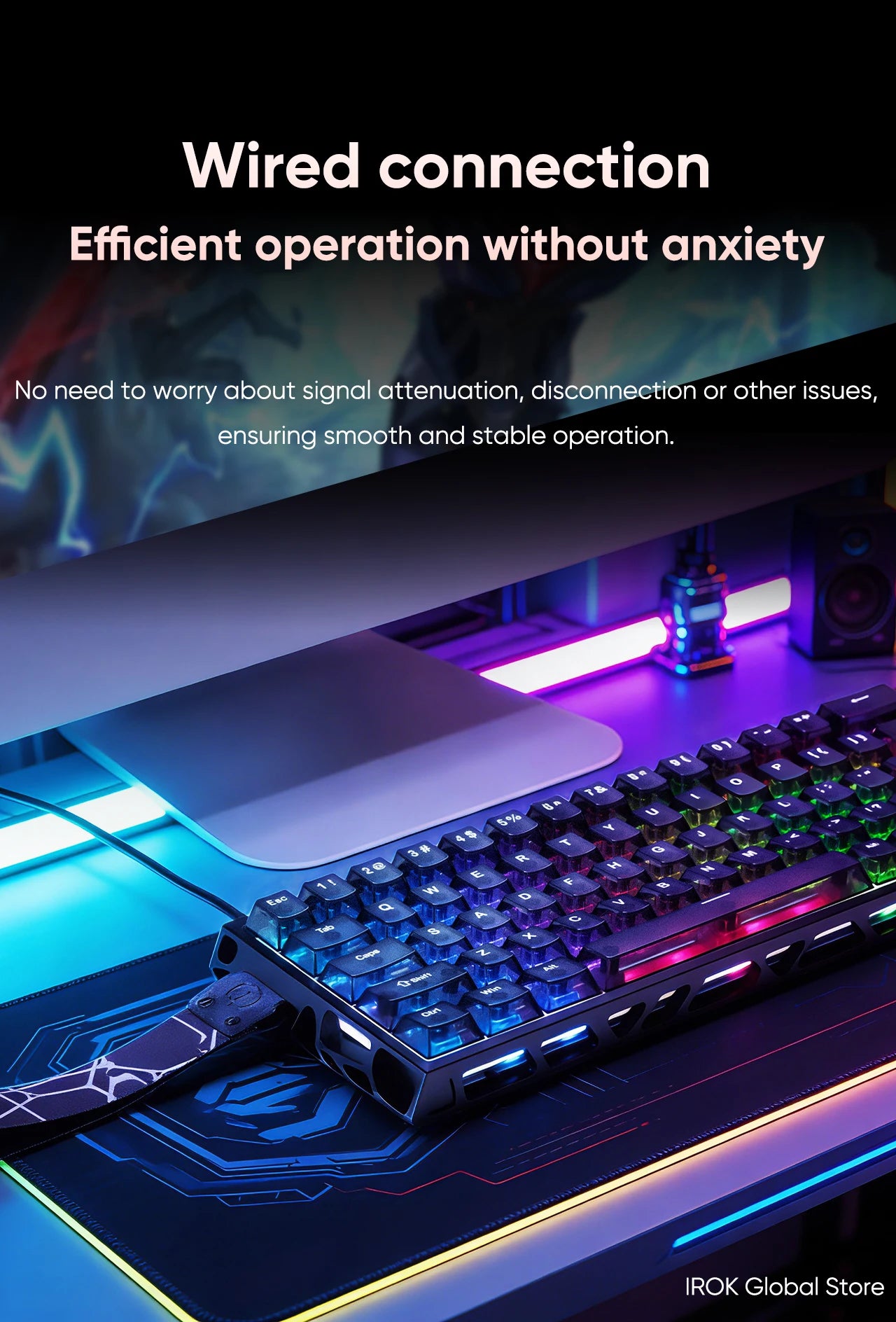 IROK MG63 Hollow Aluminium Gaming Magnetic Mechanical Keyboard 60% RT0.001mm 8KHz 0.07ms 512K RGB Hot Swap Wired Gamer Keyboard