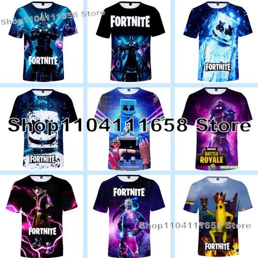 T-shirt de verão Raven Ultima Knight F-Fortnite, t-shirt masculina com estampado 3D Banana Peely, tops de jogo Battle Royale, presentes de aniversário