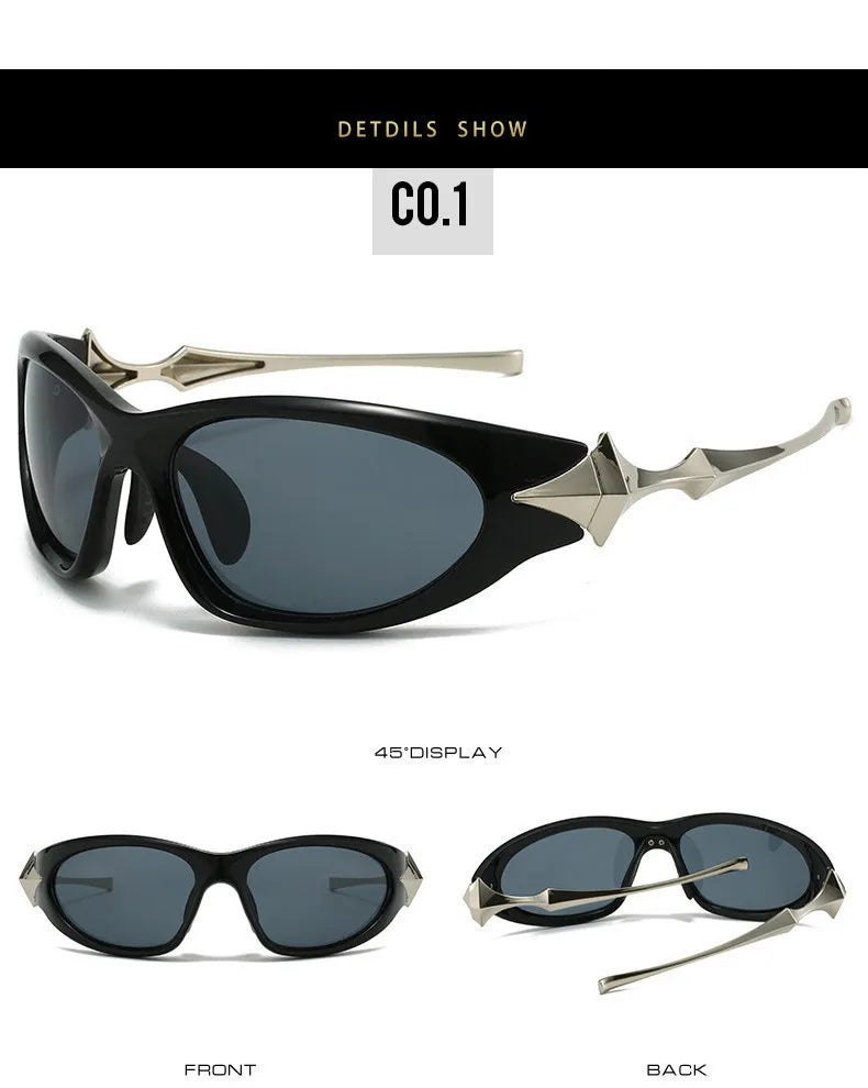 Steampunk Y2k Sport Sunglasses Women 2026 Luxury Men Sun glasses For Female 2000's Futuristic Goggles Eyewear Accessories Lenses