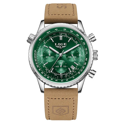 Luxusní pánské hodinky LIGE – chronograf s datem, z nerezové oceli, vodotěsné, s luminiscenčními prvky, ve sportovním a vojenském stylu, pánské quartzové hodinky