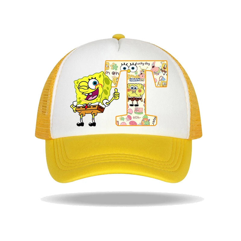 SpongeBob SquarePants basebollkeps för barn och vuxna med bokstavstryck, solhattar, anime, tecknad film, justerbara kepsar med skärm, sommarhattar, vardagshattar, ny