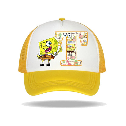 SpongeBob SquarePants basebollkeps för barn och vuxna med bokstavstryck, solhattar, anime, tecknad film, justerbara kepsar med skärm, sommarhattar, vardagshattar, ny