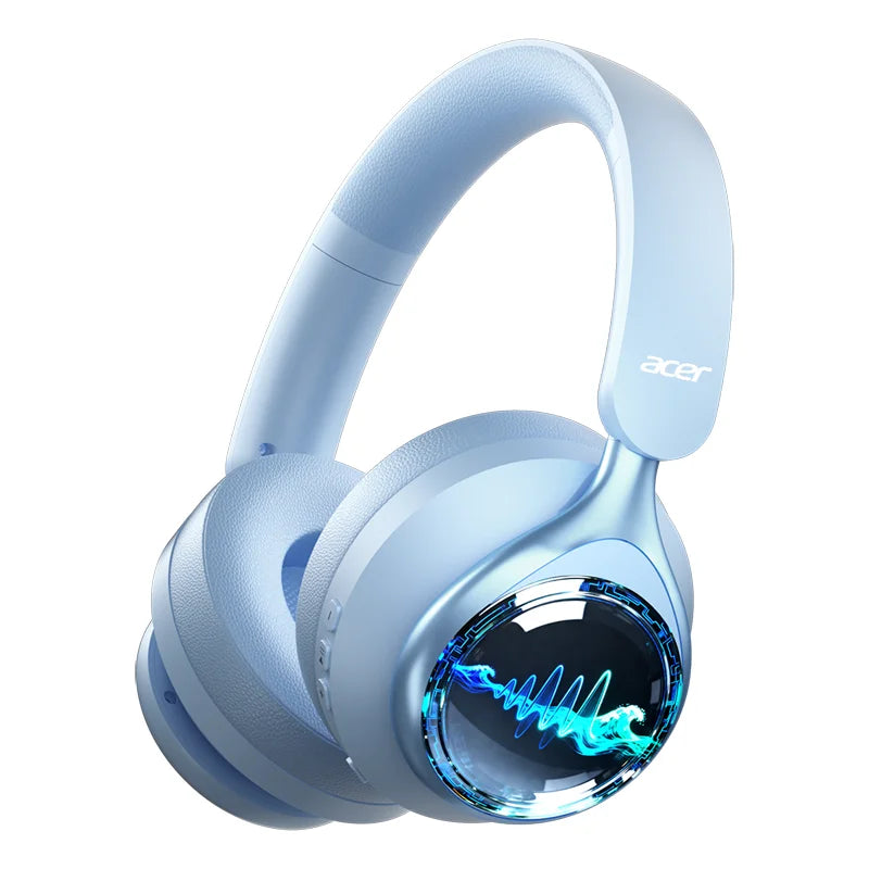 Acer Casques Sans Fil Bluetooth 6.0 avec Éclairage RGB Cool, Pliables Over-Ear, Effets Stéréo pour Voyage, Maison et Bureau
