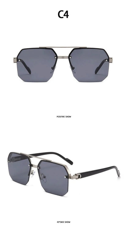 2026New Man Woman Sun Glasses Fashion Versatile UV400 Sunglasses High Quality Half-Frame Shades Unisex Double Beam Design Sunnie