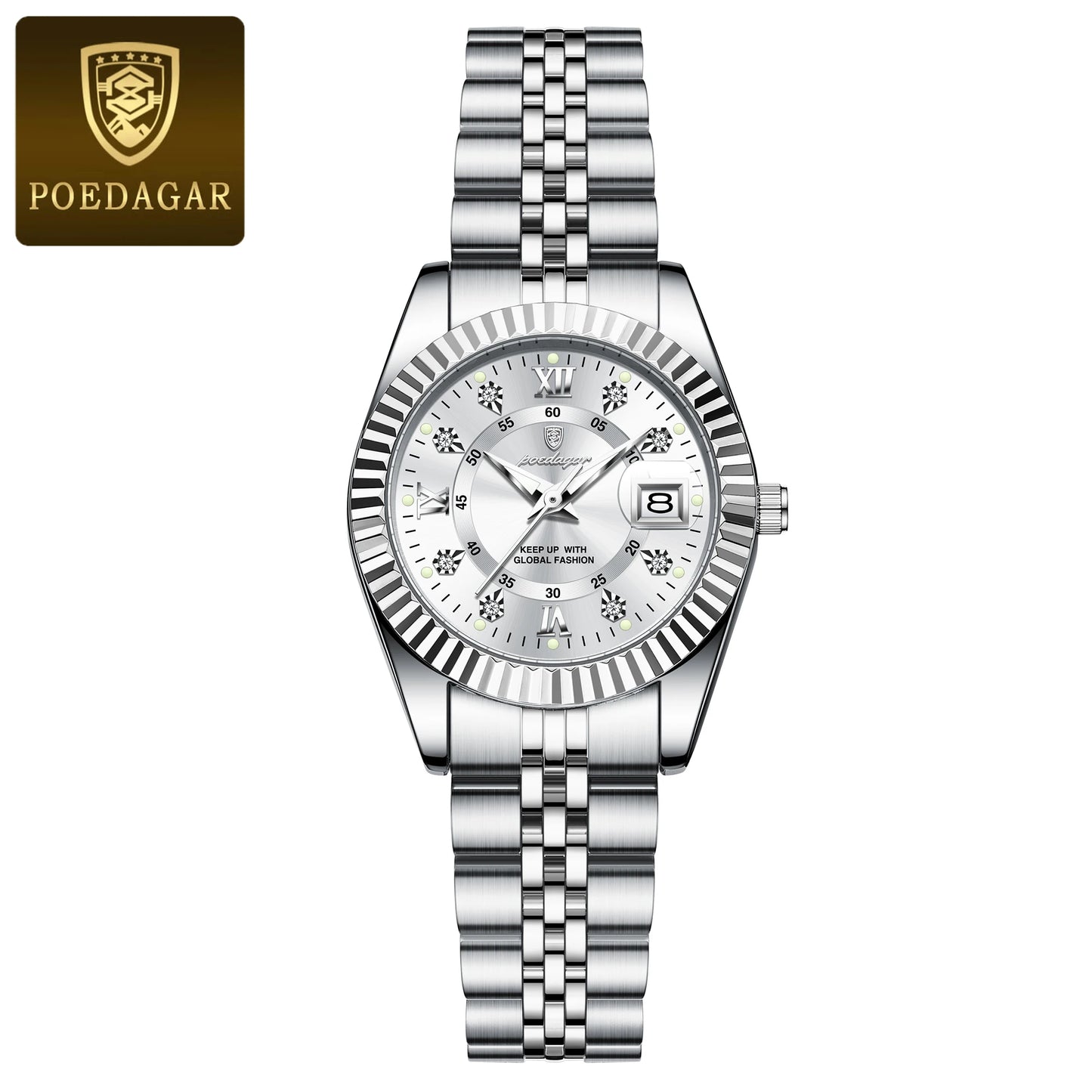 POEDAGAR Top Luxury Ladies Wristwatch Waterproof Luminous Date Casual Women Watch Stainless Steel Quartz Fashion Women's Watches