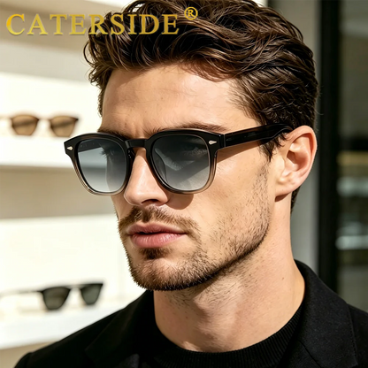 CATERSIDE Retro Round Men Sunglasses Punk Propionic Acid Pin Temple Luxury Sun Glasses Women Sports Leisure Party Eyewear UV400