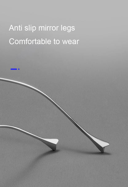 Men Pure Titanium Eyeglasses Frame Women Ultralight Rimless Glasses Blue Light Blocking Lens Prescription Myopia Reading Eyewear