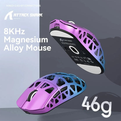 ATTACK SHARK R3 -pelihiiri, magnesiumseoksesta valmistettu hunajakennorakenne, ultrakevyt 8K Hz, PAW3395-sensori, 26000 DPI, ergonominen kuori