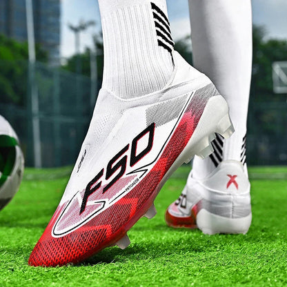 Chaussures de football respirantes AG pour hommes et femmes, chaussures de football professionnelles antidérapantes, chaussures de sport d'extérieur, crampons d'entraînement