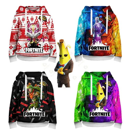 Sweatshirt com capuz Fortnite para homem, estampado 3D, moda Battle Game, para rapazes e raparigas, estilo hip hop, casaco casual masculino