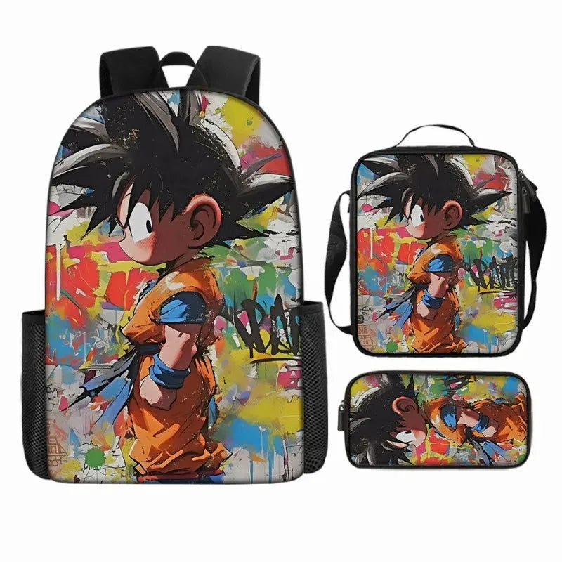 Dragon Ball 3Pcs/Set Backpacks Goku Vegeta Cartoon Print Lunch Bag Pencil Bags Student Casual School Bags Return To School Gift