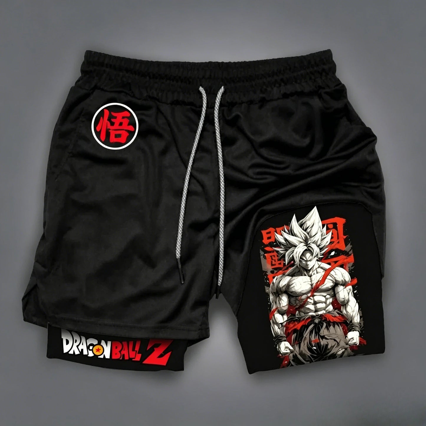 2026 New Dragon Ball Anime Goku Peripheral Printed Double-layer Shorts, Summer Men's Sport Loose Comfortable Breathable Pants