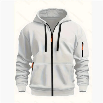 Men's Sweatshirts with Zipper Pockets Thin Solid Color Half Tracksuit Casual Outdoor Hooded Tracksuit Long Sleeves Jacket Coats