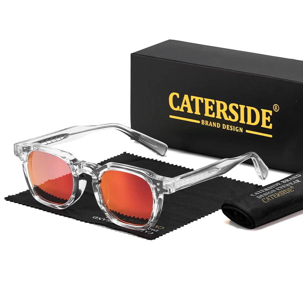 CATERSIDE Retro Punk Men Sunglasses Small Frame Square Personalized Design Sun Glasses Women Travel Party Business Festival Gift