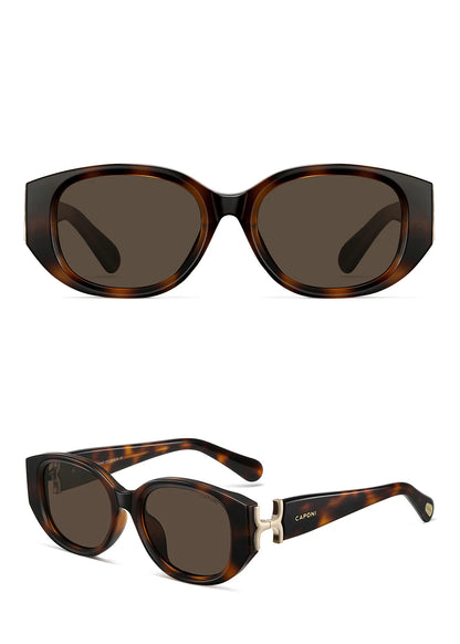 CAPONI New Polarized Women Sunglasses Fshion Luxury Acetate Outdoor Original Design Eyewear UV400 Protection Brown Shade CP36023