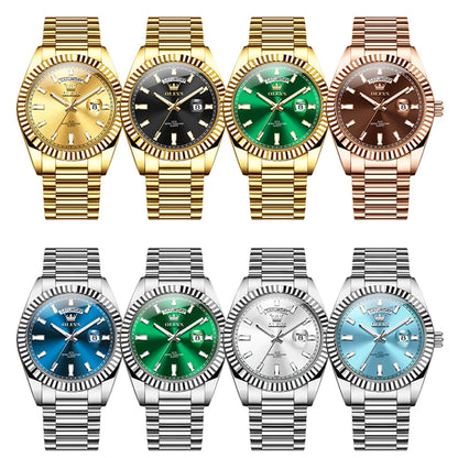 OLEVS 5650 Quartz Men's Watches Unique Week Calendar Display Luxury Brand Original Watches for Men Luminous Waterproof Man Watch