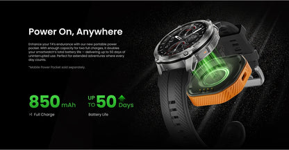KOSPET Tank T4 Men's Rugged Smart Watch Military Grade Full Stainless Steel GPS 100M Waterproof 45M Freediving Health Monitor