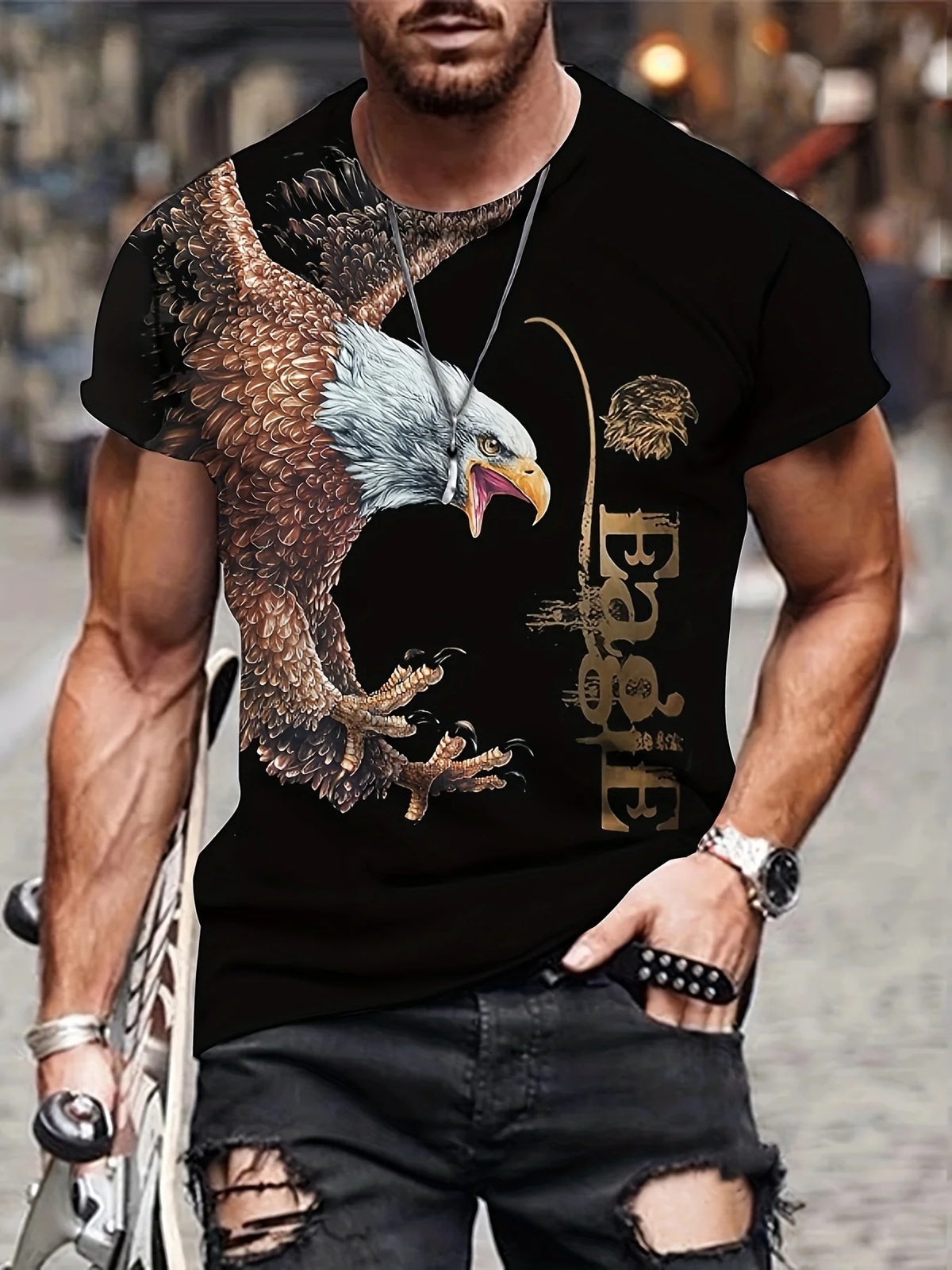 Fashion Eagle Grafik-T-Shirts Luxus-T-Shirt Sommer-T-Shirts für Herren Freizeit-Oberteile Kurzarm-T-Shirt 3D-Druck Herrenbekleidung
