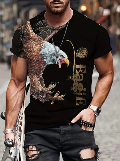 Fashion Eagle Grafik-T-Shirts Luxus-T-Shirt Sommer-T-Shirts für Herren Freizeit-Oberteile Kurzarm-T-Shirt 3D-Druck Herrenbekleidung