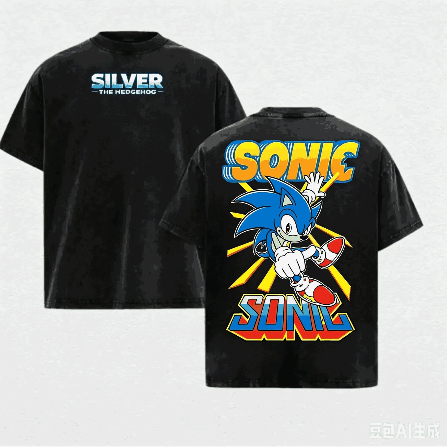 Sonic the Hedgehog Washed T-shirt 2026 New Model personality Clothes shirt Year round clothing Retro Fashion Vintage hot product