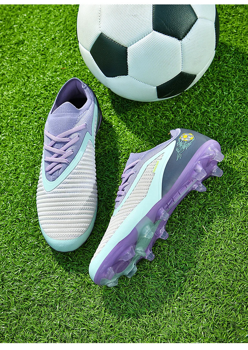 Nouvelles chaussures de football pour hommes, crampons de sport d'extérieur, antidérapantes, à longues pointes, respirantes et confortables pour l'entraînement et les matchs.