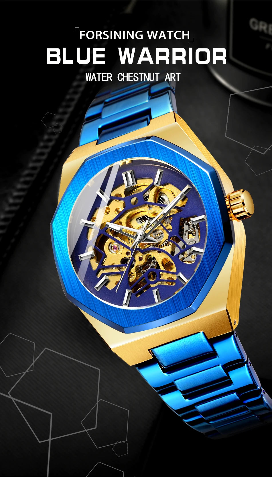 FORSINING 344D Top Brand Luxury Skeleton Automatic Mechanical Men's Watch Hollow Design Luminous Stainless Steel Strap Clock Men