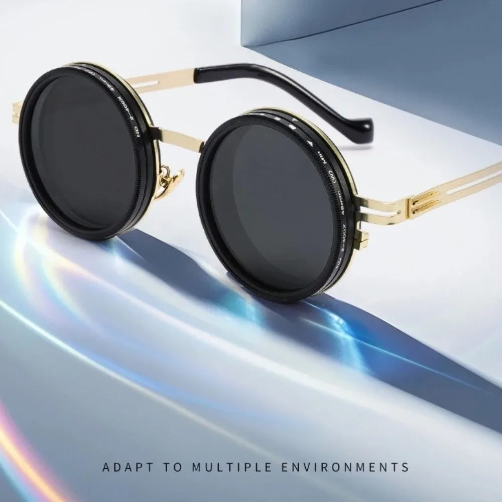 New ND2-400 Adjustable Dimming Glasses 9 Level UV400 Fishing Sunglasses With Glasse Case ND Filter Sun Glasses Driving