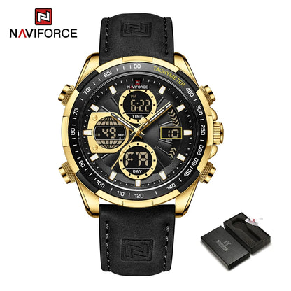 New NAVIFORCE Watches for Men Leather Mens Military Sport Waterproof Watch Quartz WristWatch Chronograph Male Clock