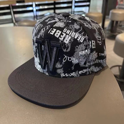 Men's Letter Embroidery All-match Flat Brim Baseball Cap Ladies Summer Hip Hop Hats Outdoor Shade Adjustable Casual Peaked Caps