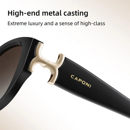 CAPONI New Polarized Women Sunglasses Fshion Luxury Acetate Outdoor Original Design Eyewear UV400 Protection Brown Shade CP36023