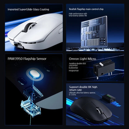 MCHOSE L7 Ultra+ średnio-duża mysz gamingowa do e-sportu z sensorem Paw3950, bezprzewodowa, trzy tryby, lekka mysz biurowa Dual-Drive do komputera