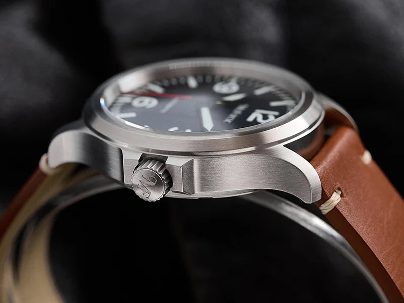Milifortic Military Watch 39mm NH38 Automatic Mechanical Movement Retro Sapphire Crystal BGW9 Lume Leather Strap 10Bar Watch Men