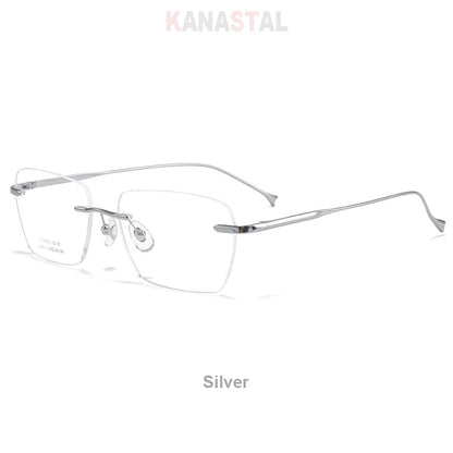 Men Pure Titanium Eyeglasses Frame Women Ultralight Rimless Glasses Blue Light Blocking Lens Prescription Myopia Reading Eyewear