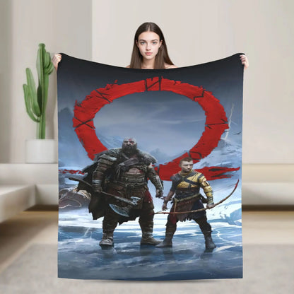 God of War Game Gamers Kratos Blanket  Decorative Flannel Bedding Throws For Couch Chair Sofa Bed Soft Bedspread Gift Idea