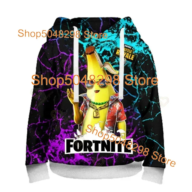 Sweatshirt com capuz para homem e mulher com estampado 3D Battle Royale Fortnite Victory — hoodie streetwear com capuz para rapazes e raparigas