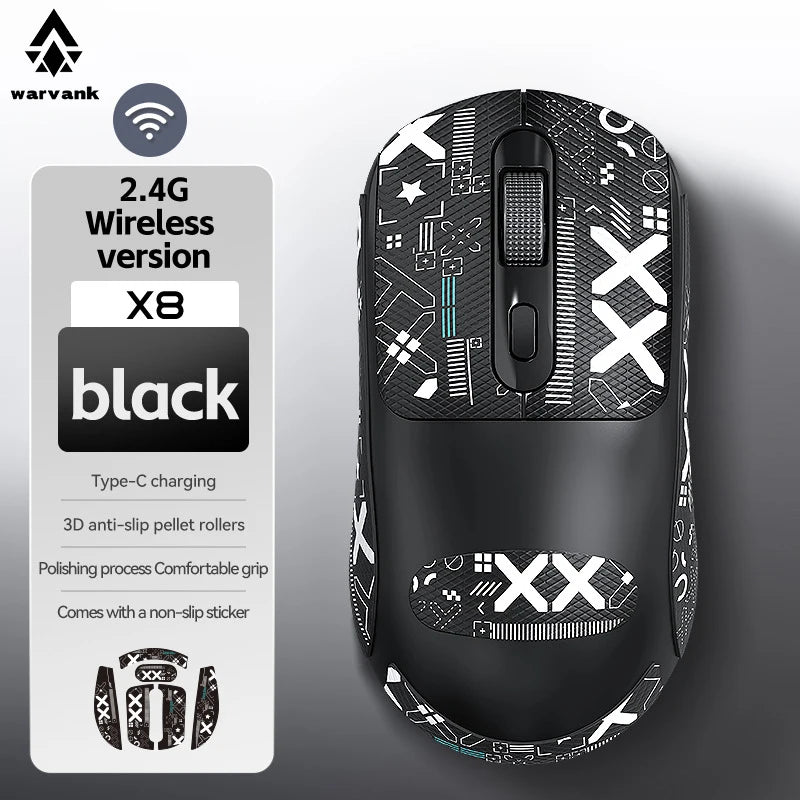 Безжична геймърска мишка Warvank X8, 500 mAh, презареждаема чрез TYPE-C, офис мишка, подходяща за лаптопи и настолни компютри