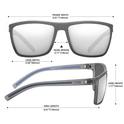 ZENOTTIC Polarized Sunglasses for Men Shades Lightweight TR90 Frame UV400 Protection Square Outdoor Trave Driving Sun Glasses