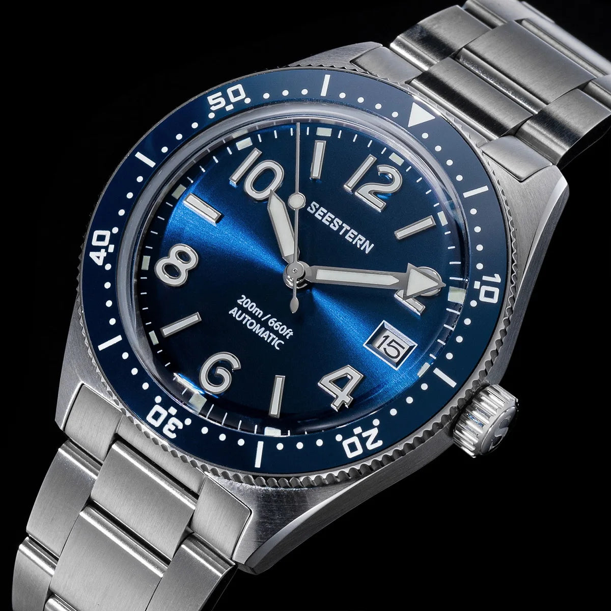 SEESTERN Diver Men's Watch Automatic Mechanical Wristwatches NH35 Movement Ceramic Bezel 20Bar Waterproof Sapphire Luminous S434-2
