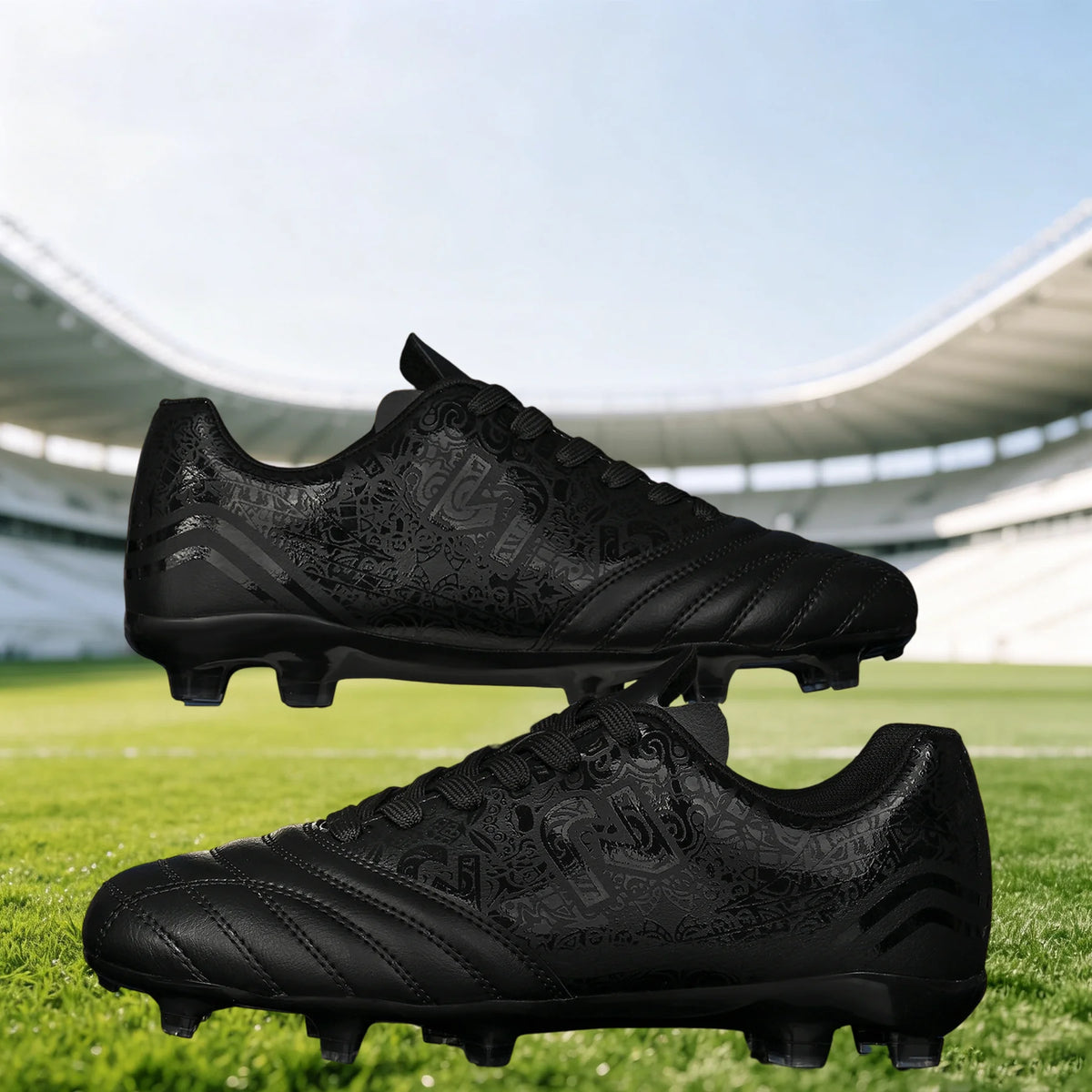 Chaussures de football AG/FG pour l'extérieur, tige respirante en PU, crampons longs en TPU stables, pour hommes et femmes, bottes d'entraînement de football sur gazon