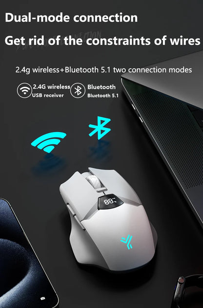 Warvank SX01 langaton pelihiiri älynäytöllä, 6-portainen DPI-säätö, 600mAh ladattava hiljainen Bluetooth-toimistohiiri
