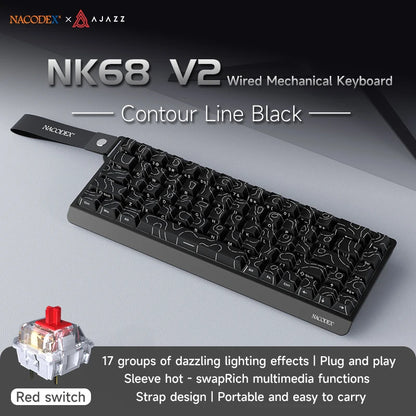 AJAZZ NK68 V2 Wired Mechanical Keyboard Plug and Play 65% Layout Design Sleeve Hot 68-Key Keyboard Colorful Backlight for PC