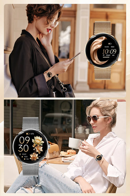 MEVADEN 8.5mm Ultra-thin Luxury Stainless Steel Smart Watch Women 1.43" AMOLED HD Screen Health Monitor Sport Smartwatch H33
