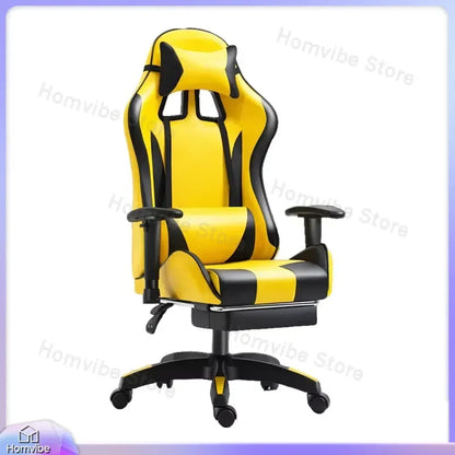 Chaise de jeu ergonomique avec support lombaire et appui-tête, hauteur réglable, style racing, pour la maison, le bureau et l'e-sport