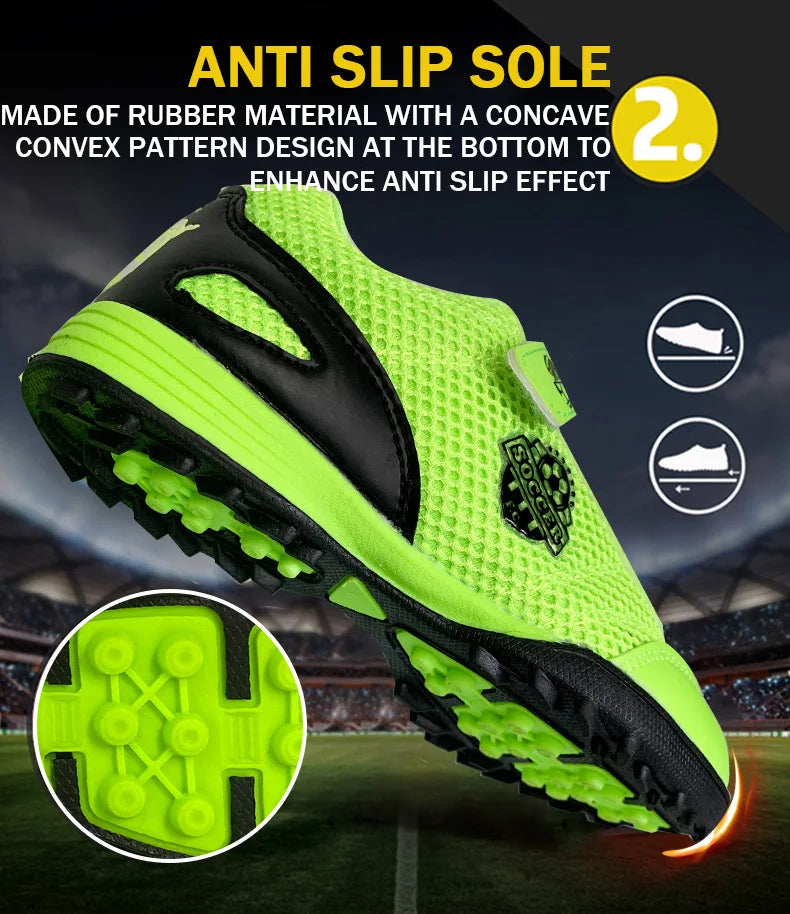 Boy Girl Tf Children's Football Shoes Hook Loop Football Boots No Spikes Lacrosse Beginner Cricket Shoes Baseball Shoes