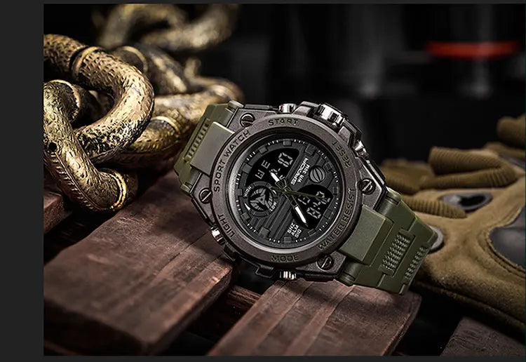 SANDA Top Luxury Watches Men Military Army Mens Watch Waterproof Sport Wristwatch Dual Display Watch Male Relogio Masculino