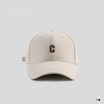 Hard-top C Letter Baseball Cap Men Women's Korean version of the tide peaked cap wide-brimmed big head  the curved brimmed hat
